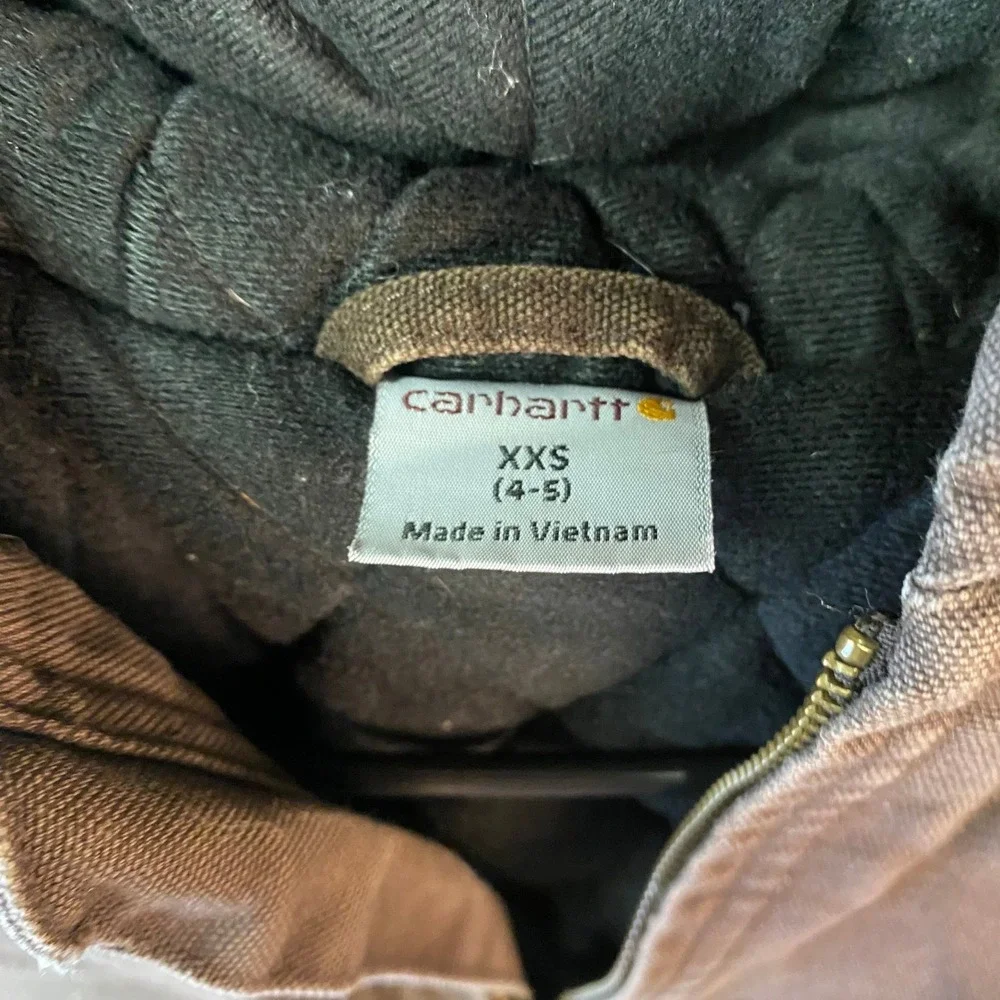 Carhartt Kids XXS 4-5 Brown Duck Canvas Insulated Hooded Active Jacket Coat